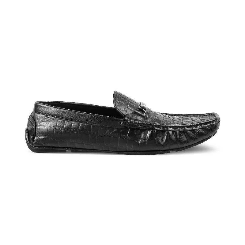 The Hummer Black Men's Leather Driving Loafers Tresmode