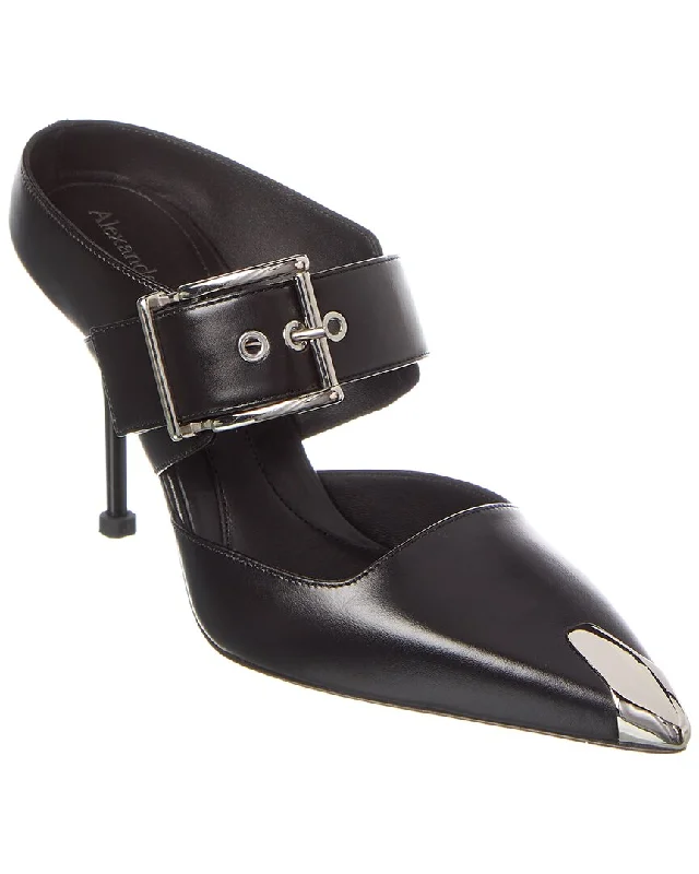 Alexander McQueen Punk Buckle Leather Mule