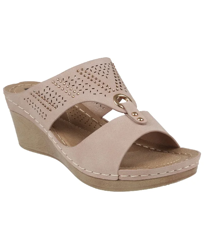 Marbella Blush Wedge Sandals