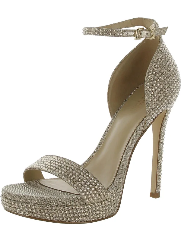 Womens Embellished Round Toe Ankle Strap