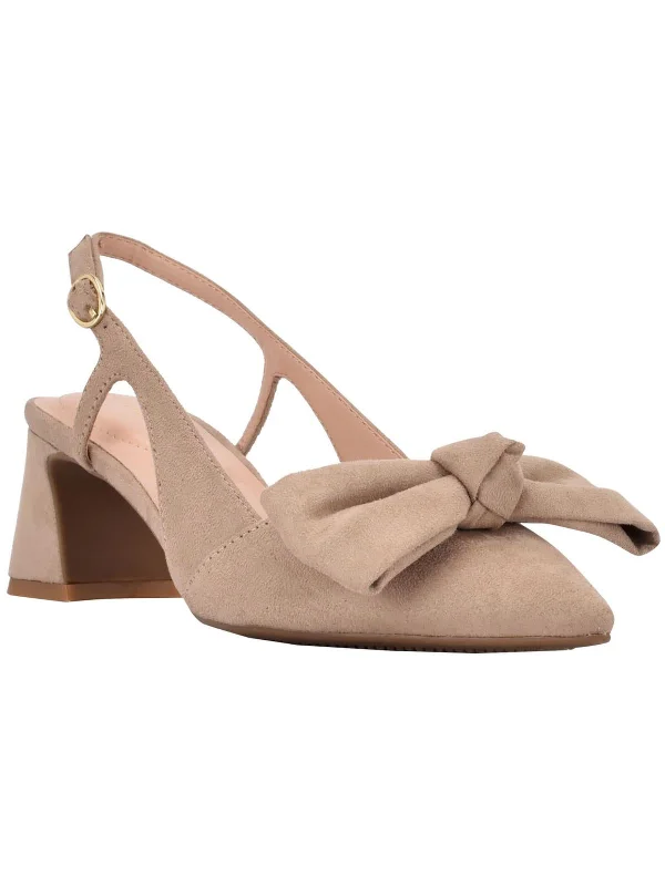 Womens Suede Bow Tie Pumps