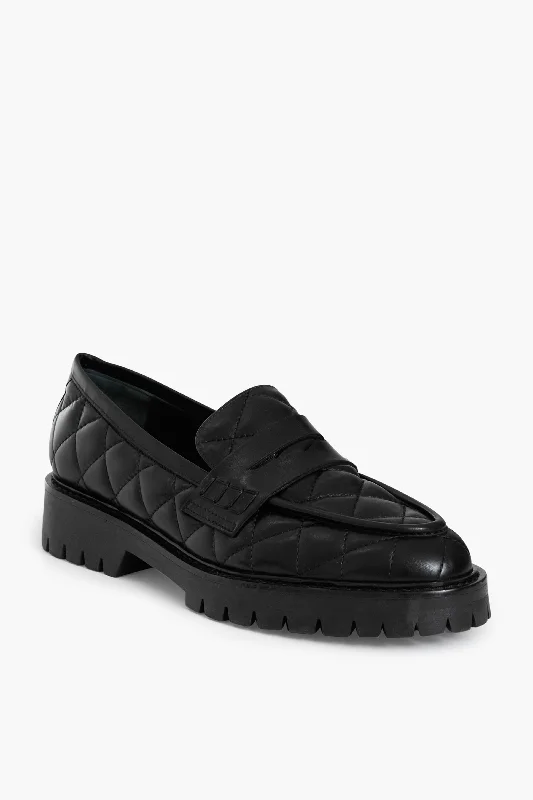 Black Quilted Leather Signe Loafers