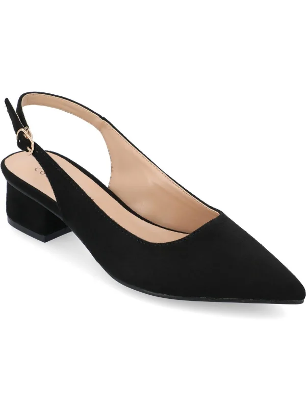 Womens Faux Suede Sling Back Pumps