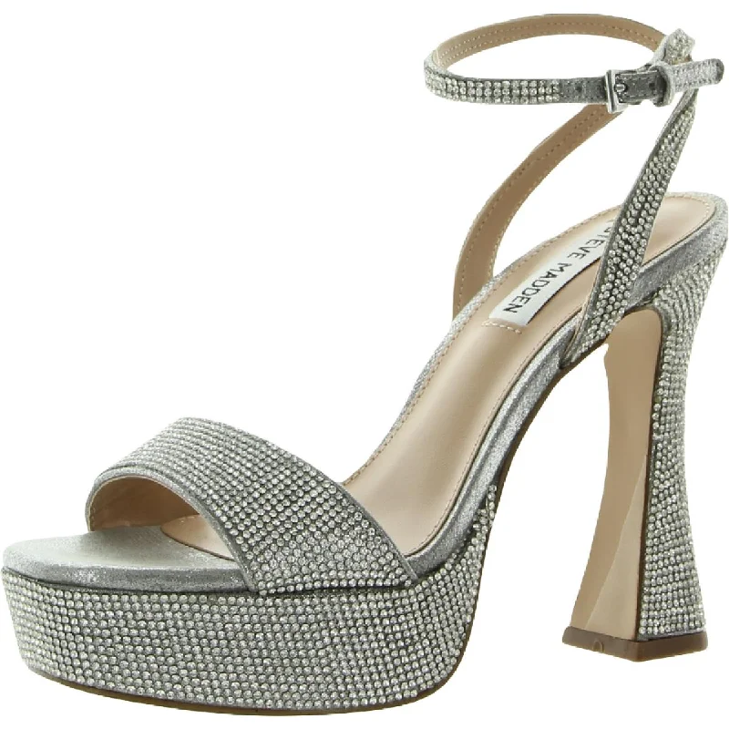 Steve Madden Womens Lashed Rhinestone Open Toe Slingback Sandals