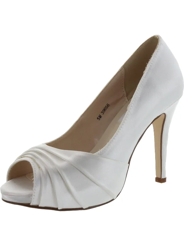 Bea Womens Satin Pumps Peep-Toe Heels