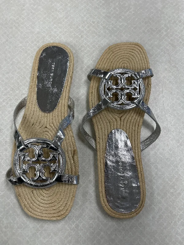 Sandals Flats By Tory Burch In Silver, Size: 9.5