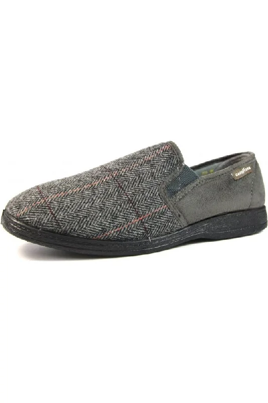 Lunar KMG116 Goodyear Harrison Grey Tweed Slipper