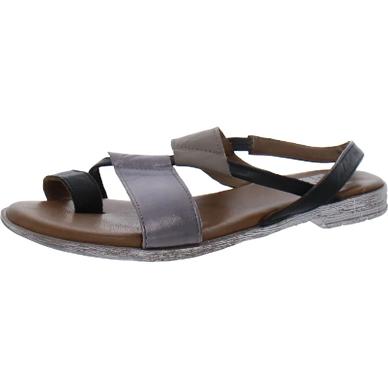 Bueno Womens Yuki Leather Toe Loop Slide Sandals