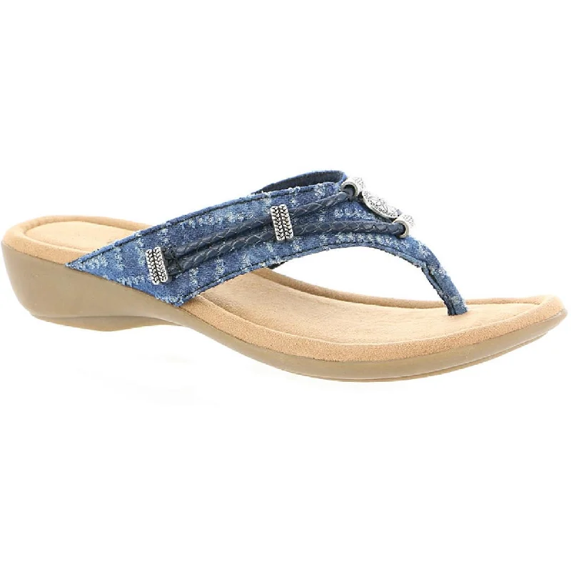 Minnetonka Womens Sliverthorne Canvas Thong Flat Sandals