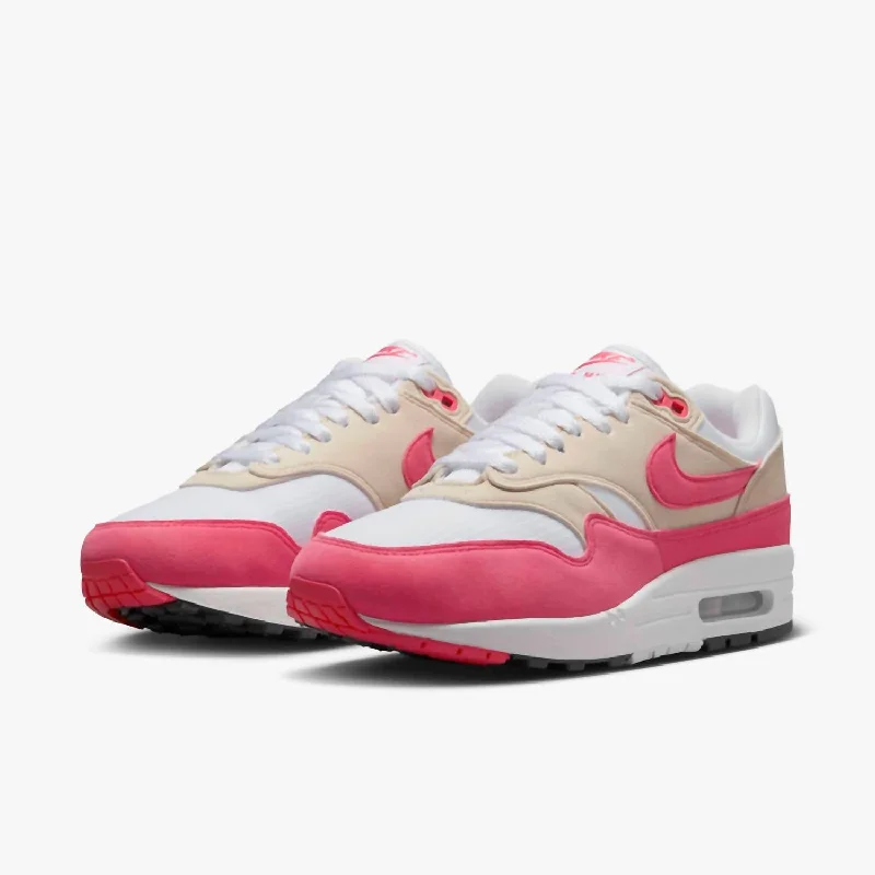 Women's Air Max 1 Sneaker In White/light Orewood Brown/black/aster Pink