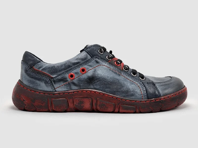 Women's Original Leather Shoes In Navy/red