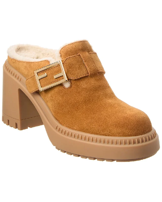 FENDI Feel Suede & Shearling Mule