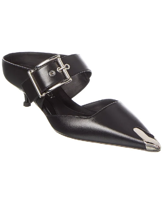 Alexander McQueen Punk Buckle Leather Mule