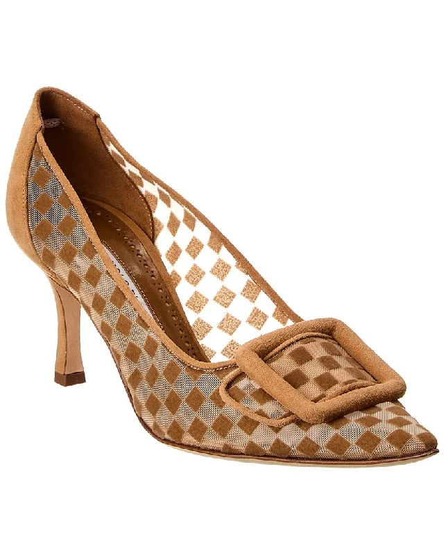 Manolo Blahnik Maysale 70 Mesh & Suede Mule