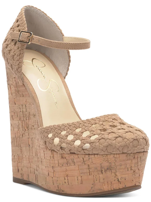 Womens Woven Round Toe Platform Heels