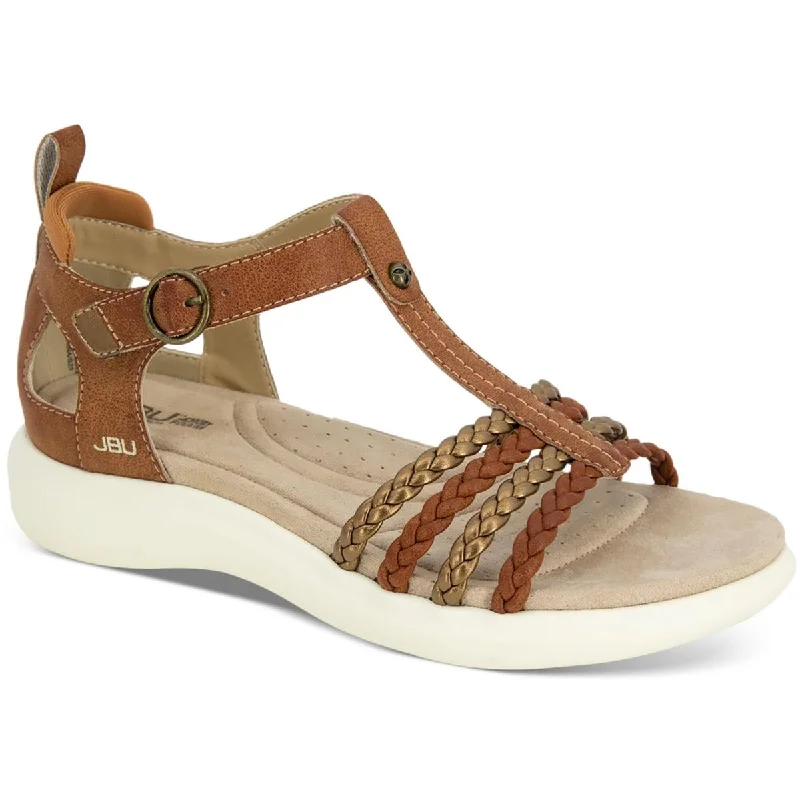 JBU by Jambu Womens Prague Faux Leather Buckle Sport Sandals