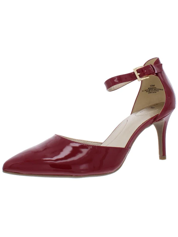 Ginata Womens Patent Leather Ankle Strap Pumps