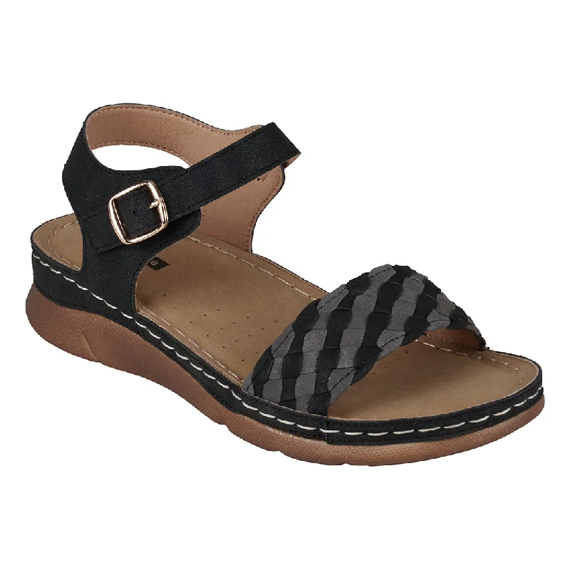 Millis Black Comfort Flat Sandals