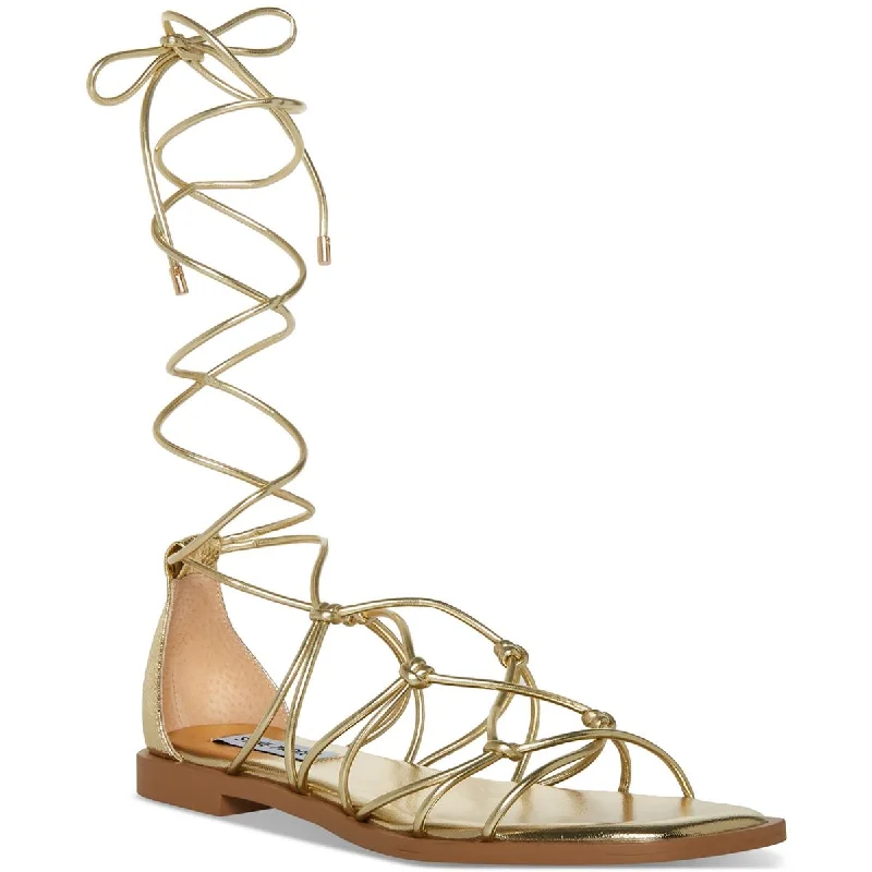 Steve Madden Womens Ainsley Faux Leather Caged Gladiator Sandals