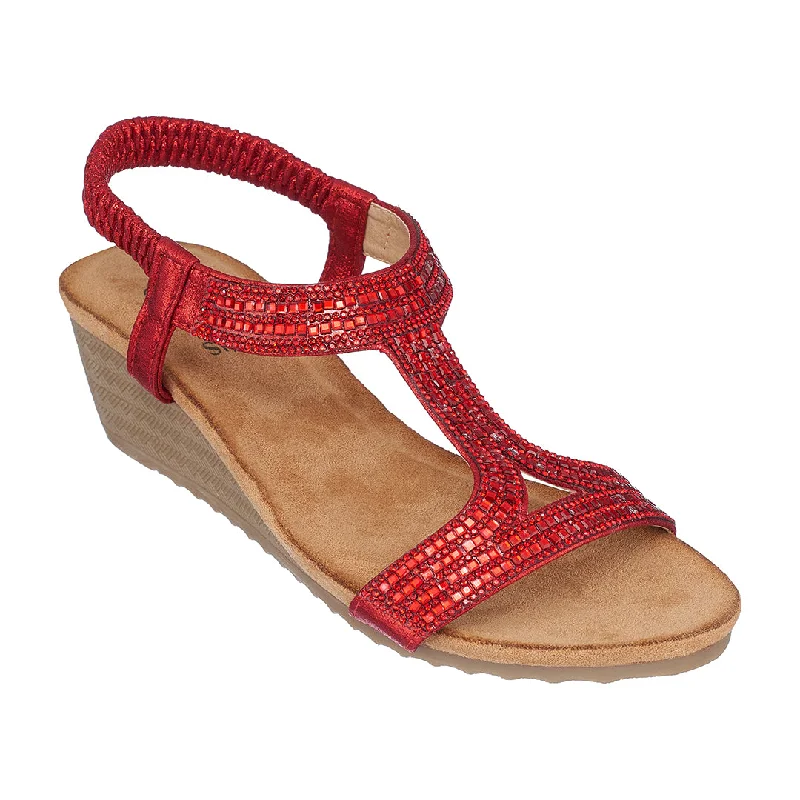 Coretta Red Wedge Sandals