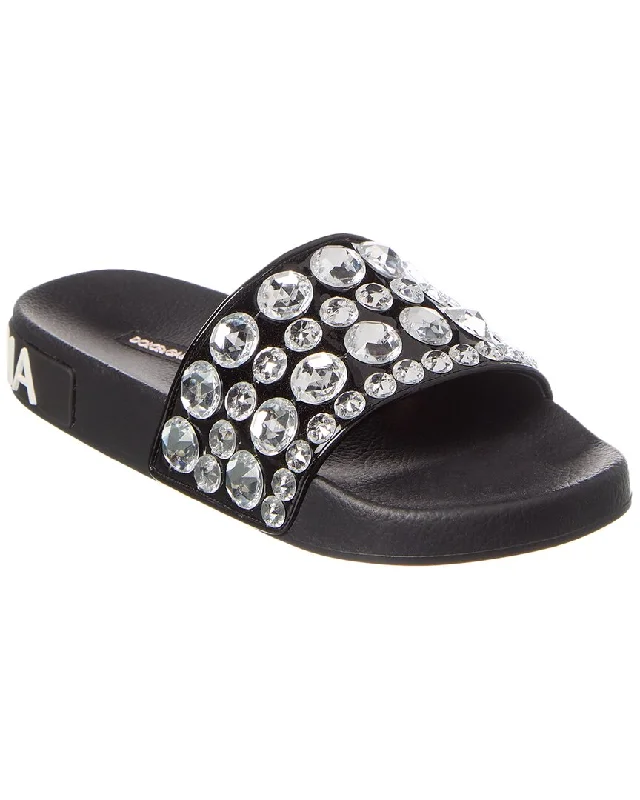 Dolce & Gabbana Crystal Embellished Rubber Slide