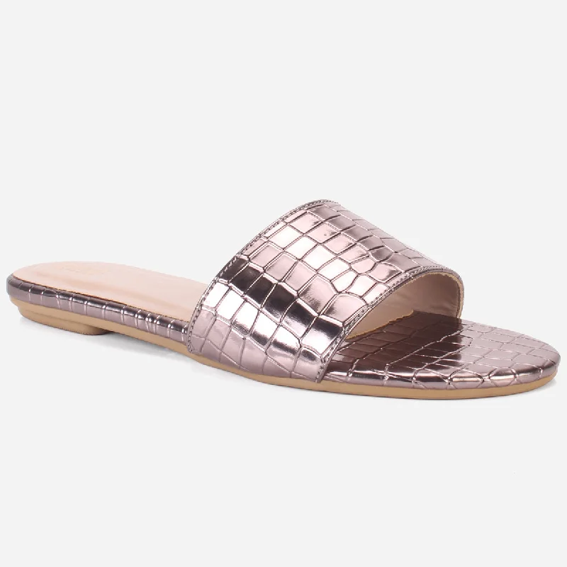 Womens "ROSA" Shimmer Summer Flat Slippers