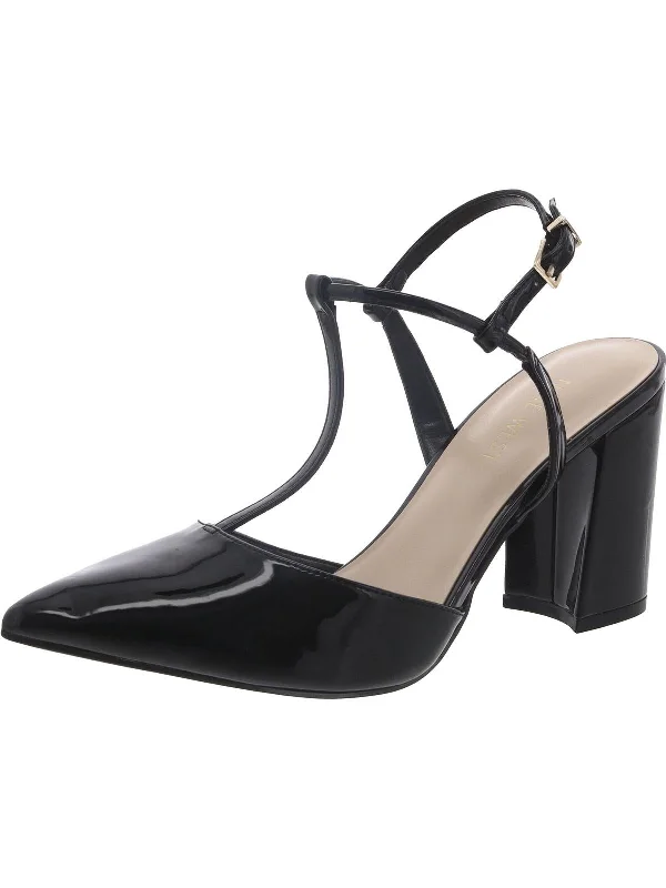 WINCINE Womens Patent Pointed toe Block Heels