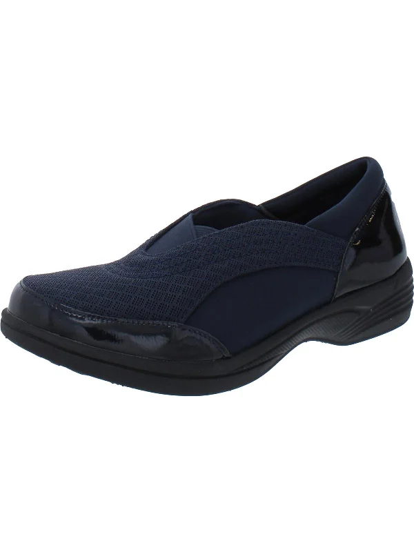 Spontaneous Womens Patent Cushioned Slip-On Sneakers