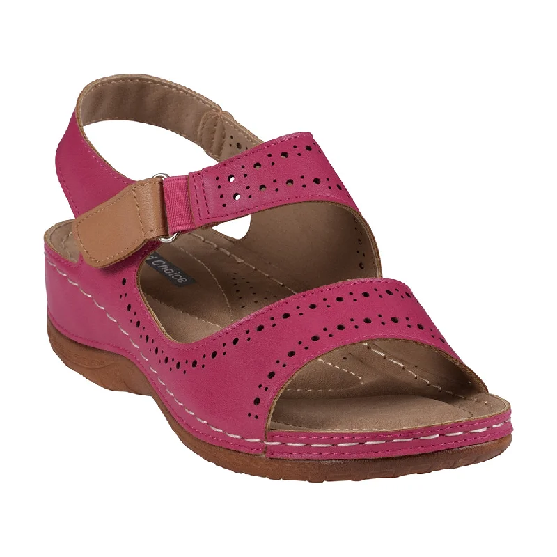 Foster Red Perforated Double Band Velcro Sandals