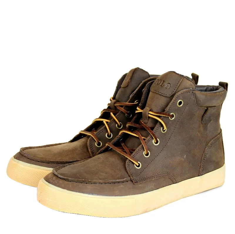 Polo Ralph Lauren Men's Tedd Leather High Top Sneaker With Logo