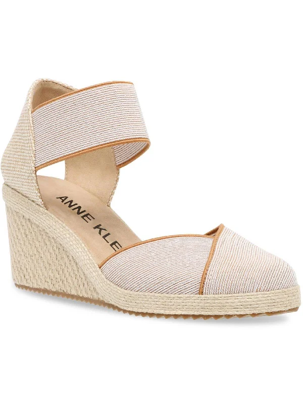 Zoey Womens Canvas Ankle Strap Espadrille Heels