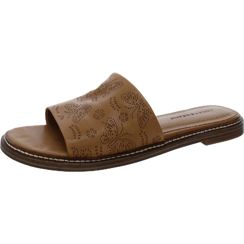 Lucky Brand Womens Keshy Slip On Leather Slide Sandals