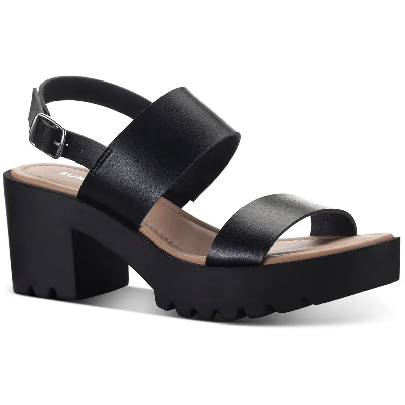 Sun + Stone Womens Vanesaa Faux Leather Open Toe Slingback Sandals