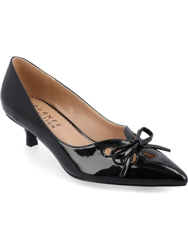 LUTANA Womens Patent Leather Kitten Heel Pumps