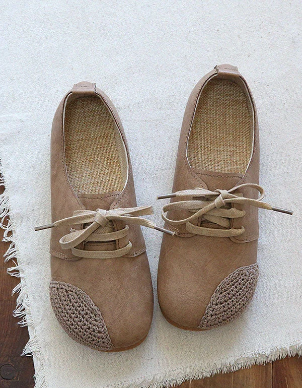 Handmade Woven Lace Up Leather Flats