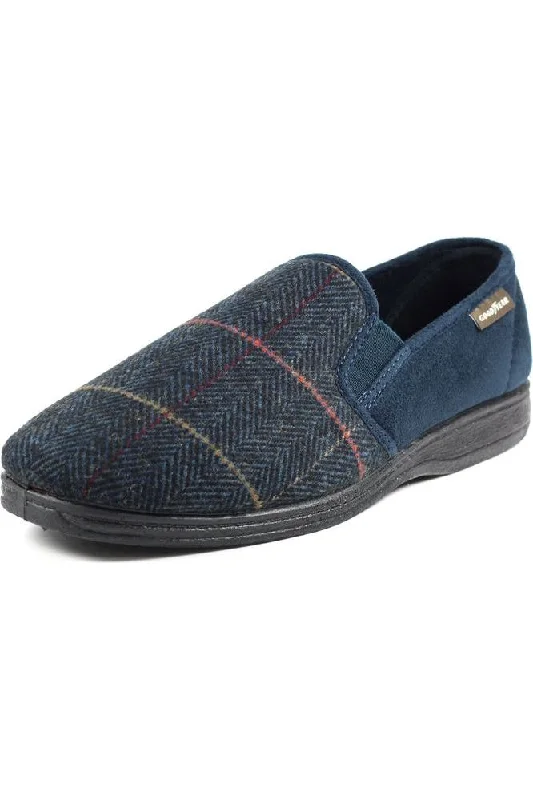 Lunar KMG116 Goodyear Harrison Navy Tweed Slipper