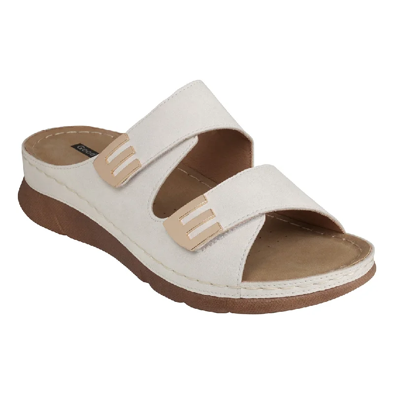 Gretchen White Comfort Flat Sandals