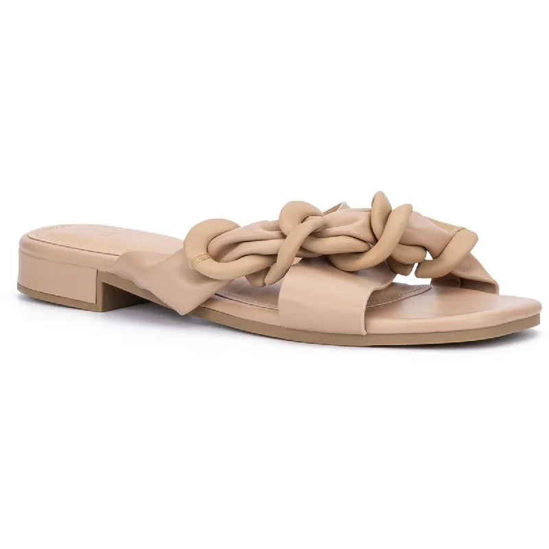 New York & Company Womens Essie Faux Leather Mules Flatform Sandals