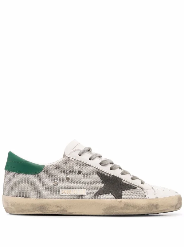 GOLDEN GOOSE Men's Superstar Net Upper Sneakers with Perforated Leather Toe and Suede Star