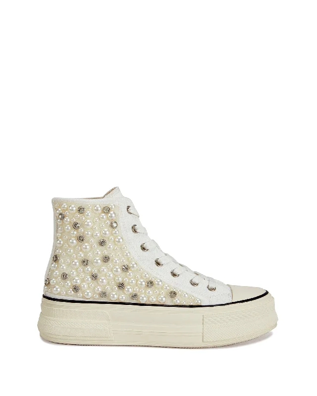 SAISHA-WHITE PEARL CRYSTAL HIGH TOP SNEAKER