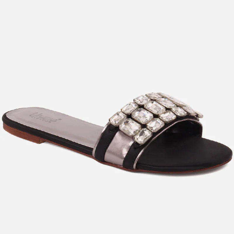 Women "IRINA" Gemstone Wide Fit Backless Slippers