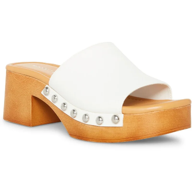 Madden Girl Womens Hilly Faux Leather Studded Slide Sandals