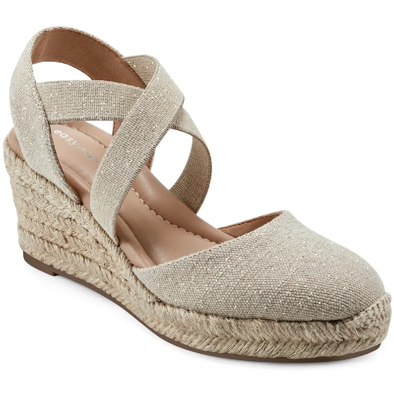 Easy Spirit Womens MEZA7 Almond toe Slip on Wedge Sandals