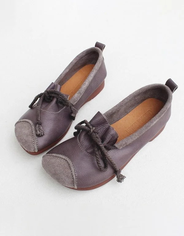 Lace Up Soft Handmade Leather Shoes Women's Flats