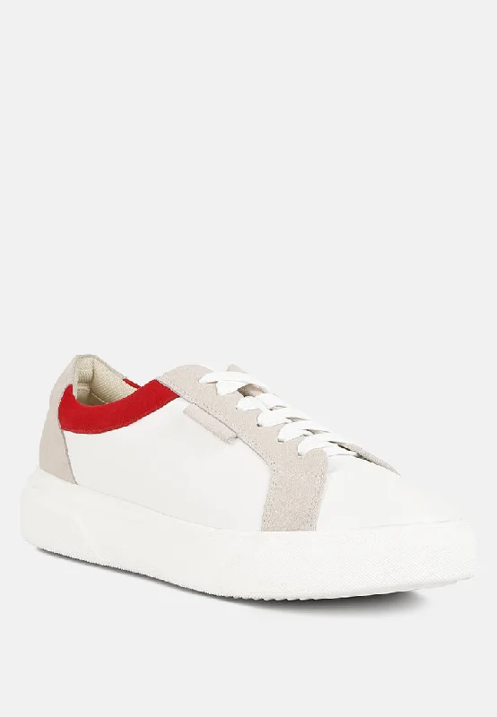 ENDLER Color Block Leather Sneakers in Red