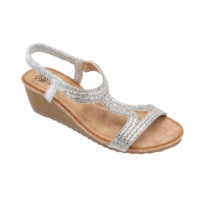 Coretta Silver Wedge Sandals