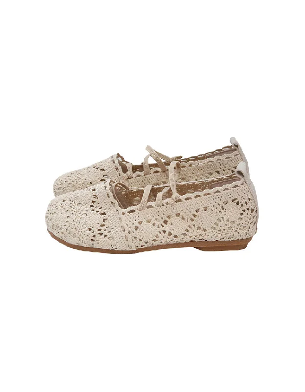 Front Strappy Soft Bottom Lace Flats