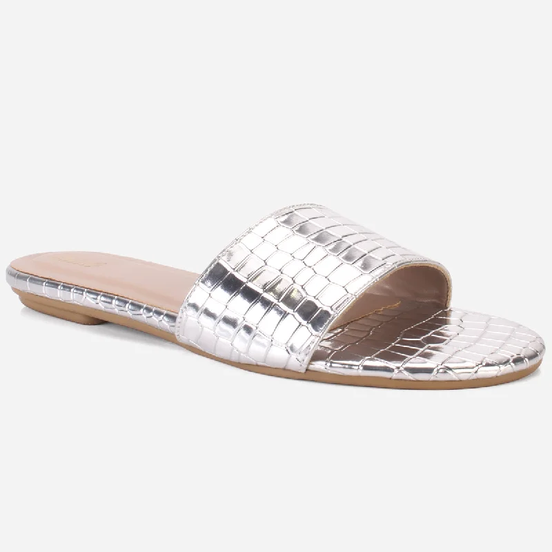 Womens "ROSA" Shimmer Summer Flat Slippers