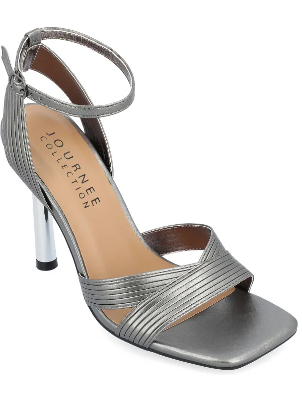 Annett Womens Faux Leather Textured Ankle Strap