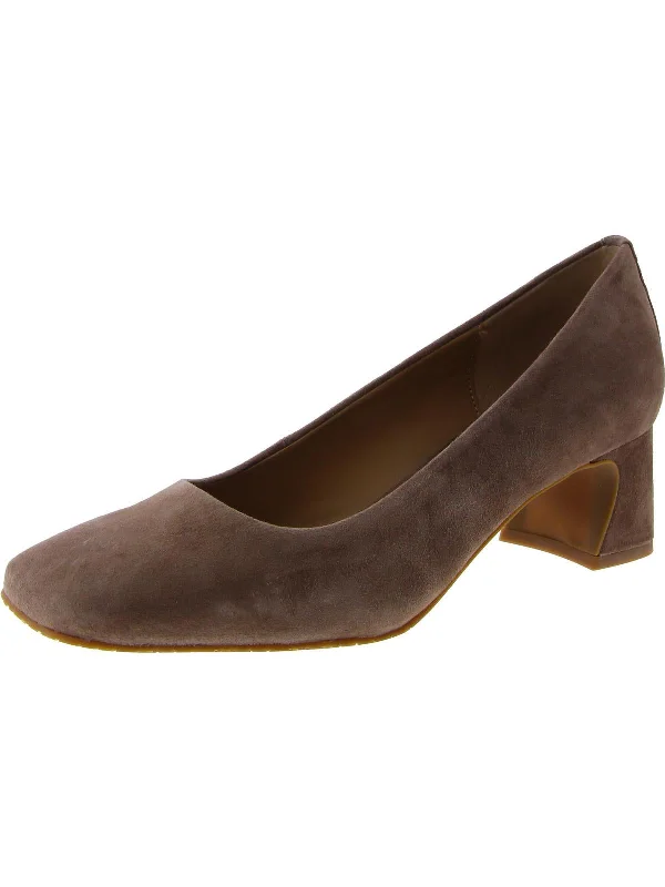 Womens Suede Square Toe Pumps